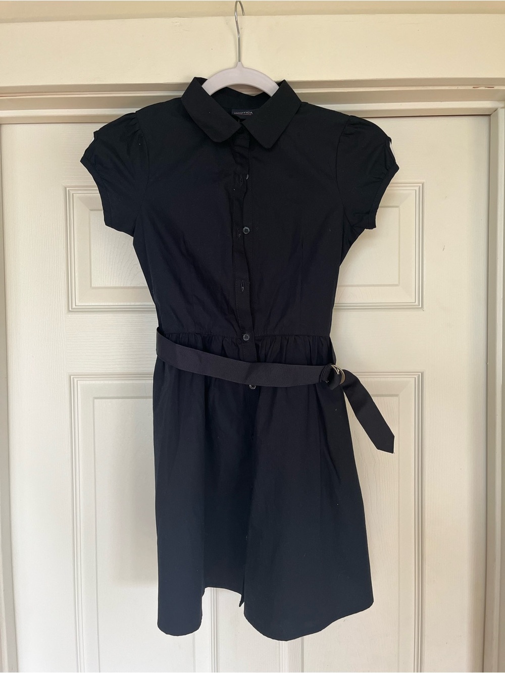 Navy blue Nautica Girl’s Short-Sleeve Shirt Dress with Belt